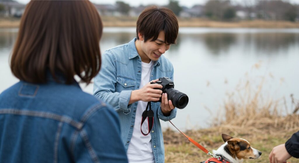 犬のカメラマン